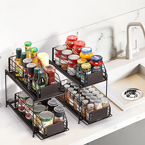 Caduke Under Sink Rack Organizer With Sliding Drawers Basket Storage, 2 Tier Bathroom Under Cabinet Basket Organizers, Bronze Bath Under Sink Storage With Pull Out Metal Drawers #TOP6