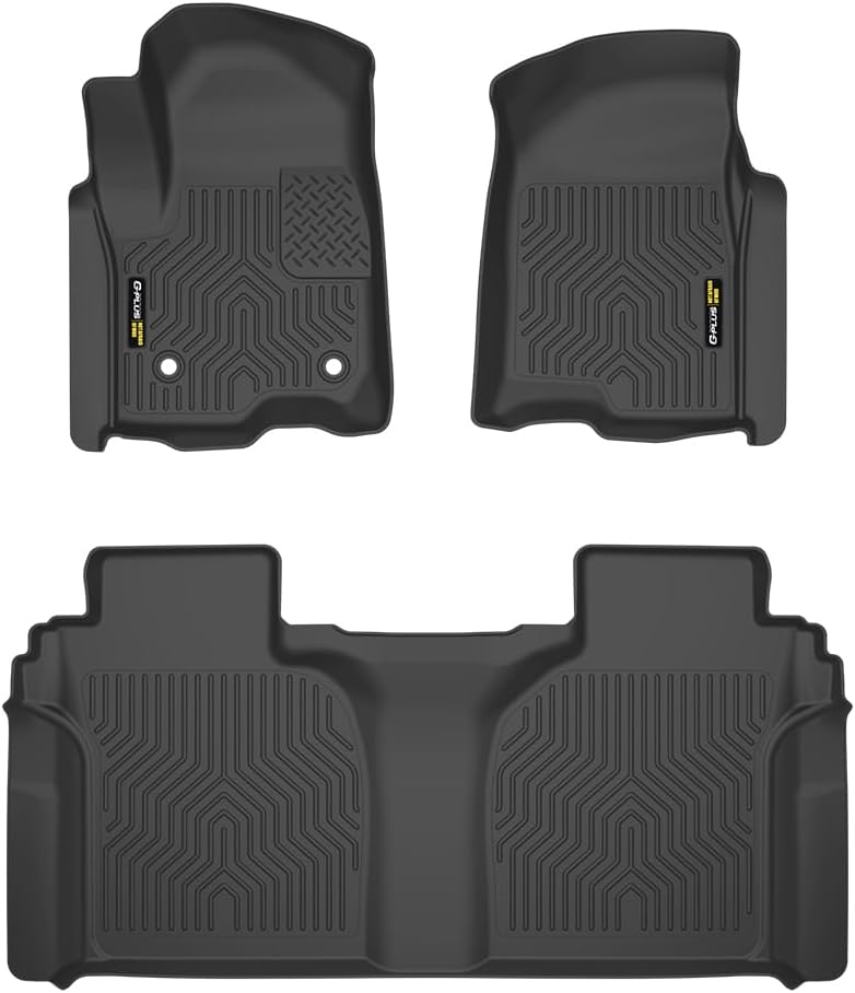 Floor Mats Cargo Liners, Compatible with Chevy Silverado GMC Sierra Crew Cab 2019-2025, 1st & 2nd Row 3PCS, All Weather Full Cover Protection