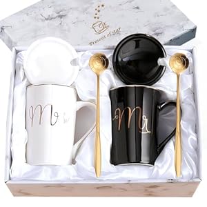 Wedding Gifts Engagement Newlyweds His Hers Bridal Shower Ideas Present for Bride Groom Parents Couples Mr Mrs Valentines Christmas Coffee Mugs Set 14oz