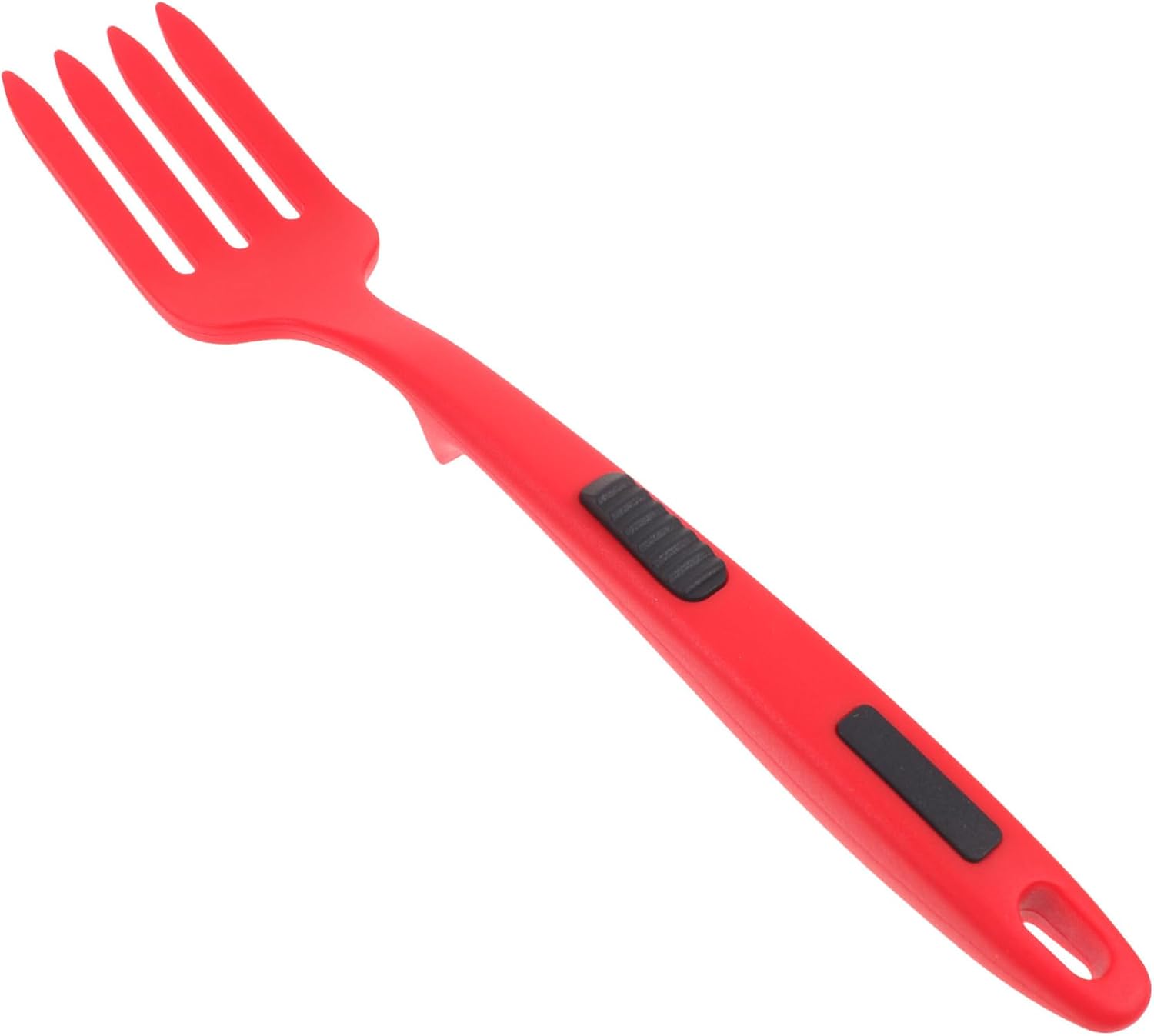 Ergonomic Silicone Pasta Server Fork Large Non Stick Cooking Fork for Kitchen Use Reusable Lightweight Salad and Serving with Smooth Edges Safe Heat Resistant Food in Bright Red