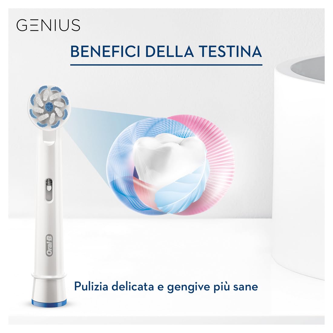 Oral-B Spazzolino Elettrico Ricaricabile Genius 8000N Con 1 Manico Argento, 1 Testina Di Ricambio, 1 Custodia Da Viaggio Premium E 5 Modalità, Tra Cui Sbiancante, Denti Sensibili E Protezione Gengive
