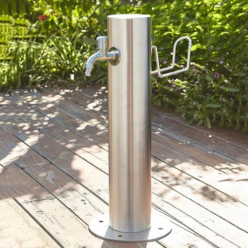 304 Stainless Steel Vertical Garden Water Column with Spray Gun & Accessories - Durable Outdoor Fountain Irrigation Solution, 13x86cm (5.1x33.9in), Stylish Silver Finish