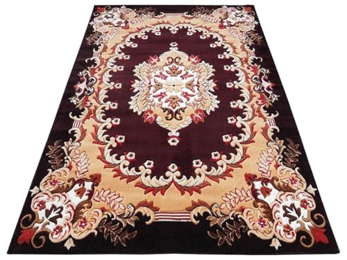 Image of Soft Premium Brown Carpet 5x7 ft - Washable, Anti-Skid, Fade-Resistant Acrylic Rug for Living Room, Hall, Bedroom, Modern Decor