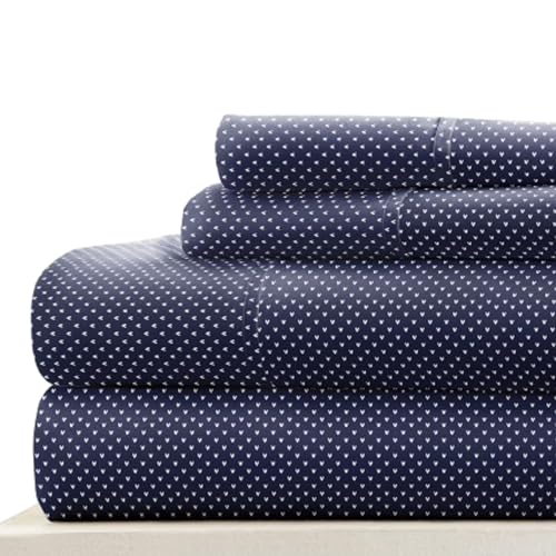 Linen Market 3 Piece Twin Bedding Sheet Set (Navy Blue Heart) - Sleep Better Than Ever with These Ultra-Soft & Cooling Bed Sheets for Your Twin Size Bed - Deep Pocket Fits 16" Mattress