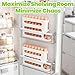 Egg Holder For Fridge - 4 Tier Sliding Refrigerator Egg Organizer, Automatic Rolling Dispenser, Space-Saving Side Door Storage Rack, Generous Design Accommodates Up To 30 Eggs, Pure