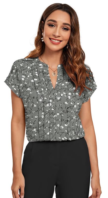 Women’s Floral Print V-Neck Blouse, Short Sleeve top for Woman | Crop top for Woman