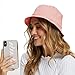 Sydbecs Bucket Hat for Women Men, Reversible Cotton Summer Sun Beach Cap Solid Color Style (Peach)