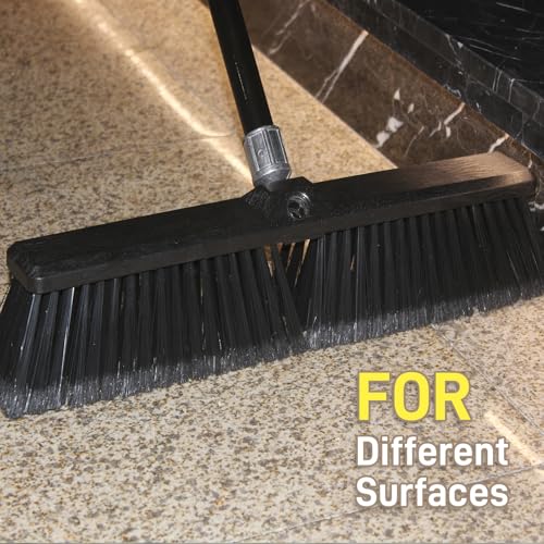 FRAXIR Push Broom Head Outdoor Large Stiff Bristle - Excellent Cleaning Performance- Easy Installation (18 inches)