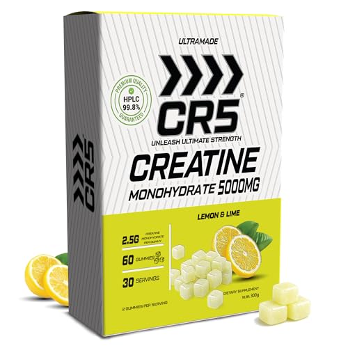 ULTRAMADE CR5 Creatine Monohydrate Gummies 5000mg per Serving 60 Gummies 30 Servings HPLC 99.8% Purity (Lemon & Lime)