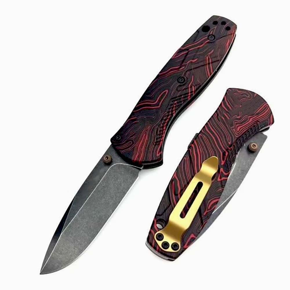 Klappmesser 6.9" Sehr Scharfes Taschenmesser aus stahl s90v, Rot Muster g10, Praktisch Rutschfest, Outdoor Edc Messer Survival Jagdmesser, Axis lock messer, Klein einhand messer tanto mit knopfdruck