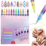 Set di Pennarelli per Nail Art in Gel,12 Colori Set di Penne per Nail Art,3D Penna Nail Art Graffiti Pen,Penne per Graffiti Fai Da Te Ad Asciugatura Rapida,Asciugatura Rapida Nail Art,Regalo di Natale
