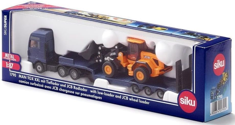 siku 1790 MAN Vrachtwagen met dieplader en JCB-shovel