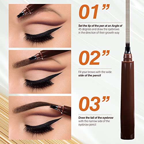 Wiwoseo Eyebrow Pencil Eyebrow Pen Tattoo Eyebrow Pencil With Fork Tip Long Lasting Colored Eyebrown Eyeliner (Light Brown & Dark Brown) #TOP2