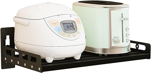 Miniatura 1 de Estante de acero inoxidable para montaje en pared, estante flotante para especias de cocina, soporte para microondas con ganchos, estante de