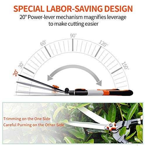 Garden Hedge Shears, 27” Pruning Shears with Non-Slip Grip, Extendable Steel Handle, Hedge Clippers for Trimming Borders, Boxwood and Bushes