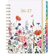 Planner 2026-2027 - Jul. 2026 - Jun. 2027, Academic Planner 2026-2027, 26-27 Planners Weekly and Monthly with Colorful Tabs, 6.3" x 8.4", Hardcover with Back Pocket + Thick Paper + Twin-Wire Binding - Flowers