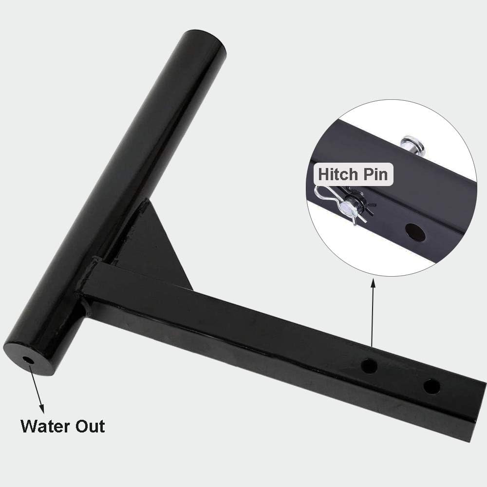 Amgate Trailer Hitch Mount Flag Pole Holder, Receiver Flag Pole Hitch Mounted Holder Bracket with 2 Anti-Wobble Screws, Holds flagpoles up to 2" Diameter