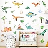 MagiMural Dinosaur Wall Decals Watercolor Dino Room Decor for Boys Peel and Stick Wall Stickers for Baby Nursery Kids Bedroom Classroom