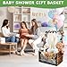 PIIOSER Baby Shower Crate Closet, Multifunctional Wooden & Acrylic Visible Baby Storage Box with Handle, Newborn Welcome Baby Toy Baskets for Boys Girls, Pregnancy Gifts for New Moms (Brown)