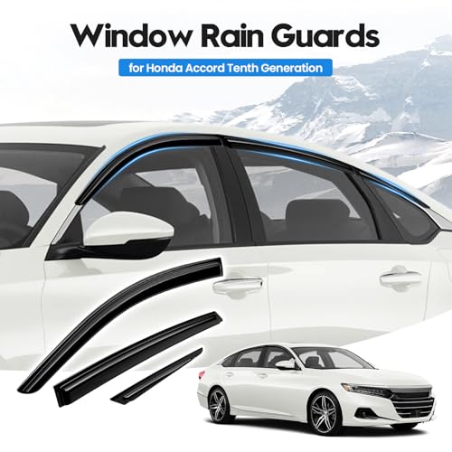 Image of Accord Rain Guards - Window Visors for Honda Accord 2018-2022, Out-Channel Side Window Rain Guards for Accord, 6PCS, Black, Car Accessories