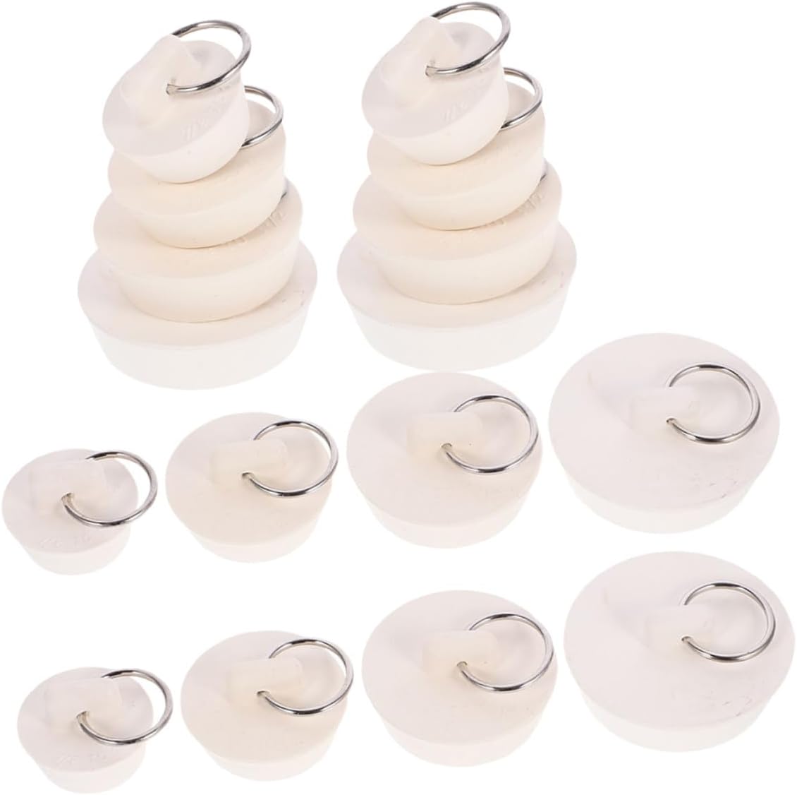 VANZACK 16pcs Rubber Bathtub Plug Stopper Set with Sealing Rings, Multi-Size Kitchen and Bathroom Sink Drain Plugs for Laundry and Shower Faucet Accessories