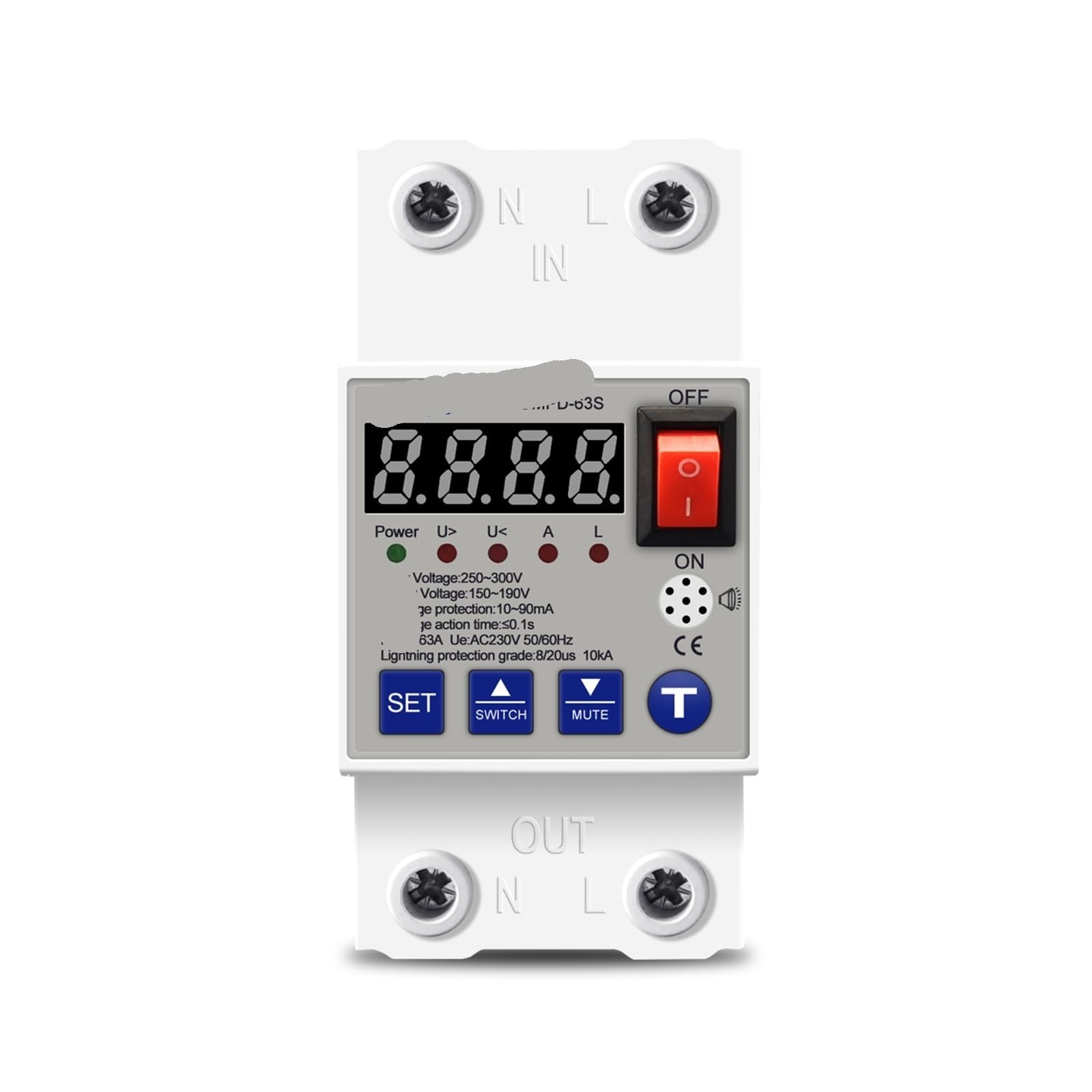 Protection Rail Din 63A reconnexion automatique surtension sous tension et fuite de courant