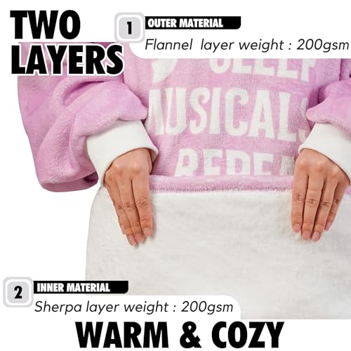 Image of Theater /Broadway Musicals Gifts for Women, Girls, Wearable Blanket Hoodie, Oversized Flannel Hooded Blanket, Plush, Cozy, Warm, One Size