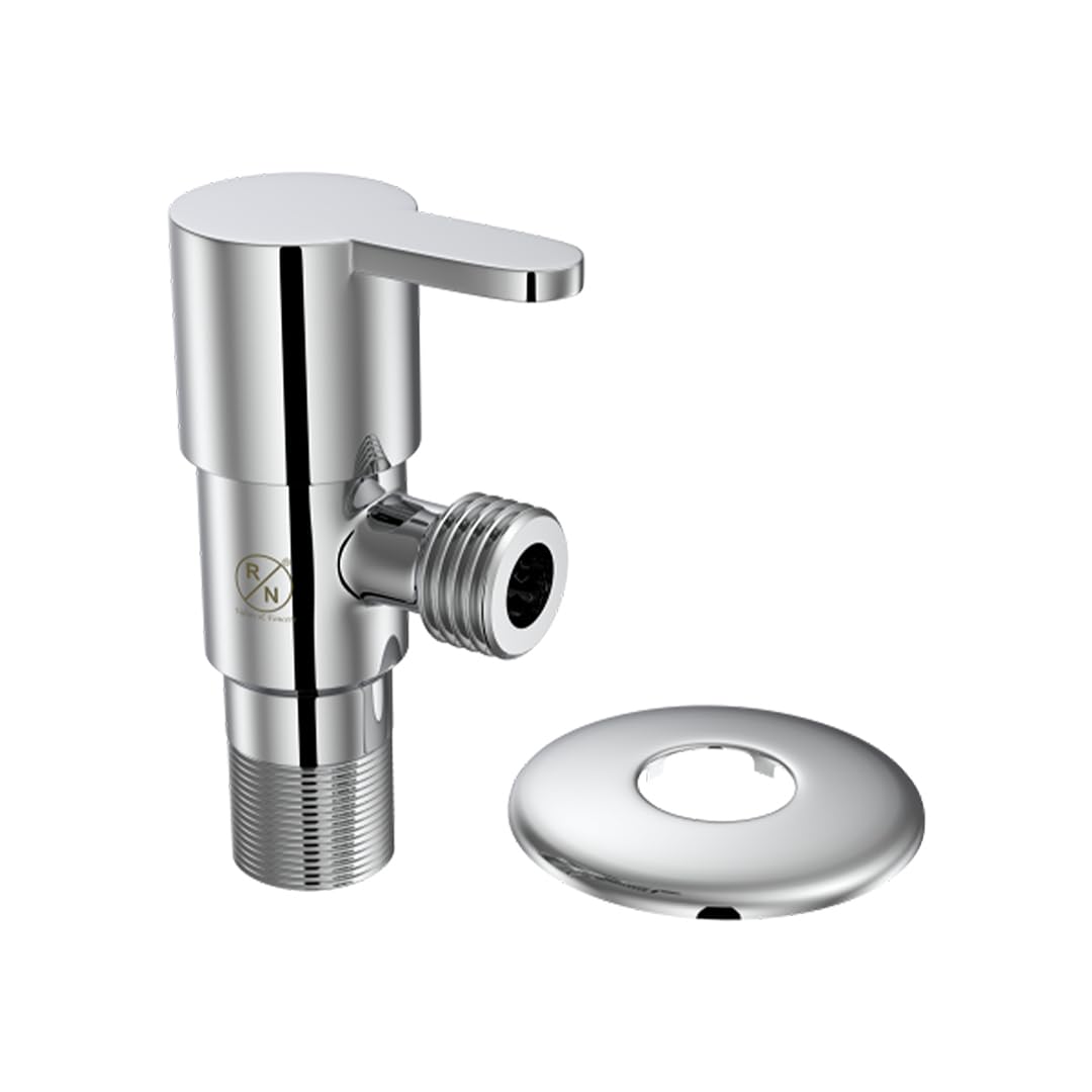 RN Shray Angle Valve with Flange SS 304 for Bathroom, Kitchen Sink, Geyser & Washbasin | Angle Cock Chrome Finish_RNAV4651SH