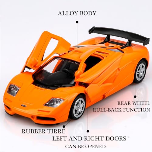 Modelo de auto Mclaren a escala 1:36 color naranja miniatura 3