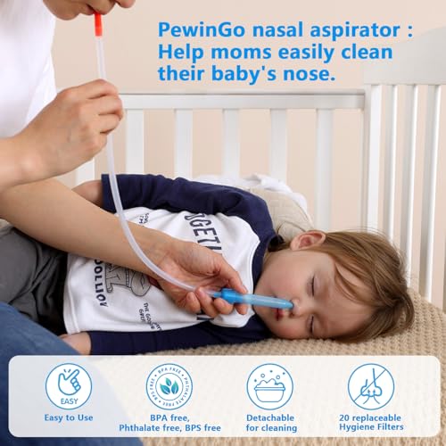 Nasal Aspirator for Baby with 20 Hygiene Filters, Reusable Infant Nose Cleaner, Easy to Use and Clean, 0+Newborn - Image 3