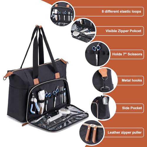 BABEYER Pet Grooming Bag, Dog Grooming Supplies Organizer Tote Bag for Dog Groomers,-Black - Image 3