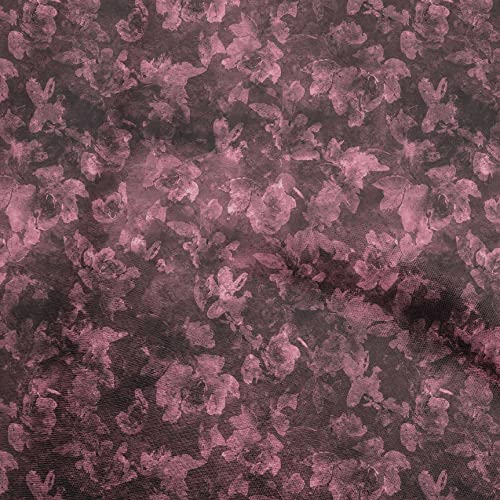 oneOone Cotton Cambric Dark Magenta Fabric Abstract Floral Sewing Material Print Fabric By The Yard 56 Inch Wide