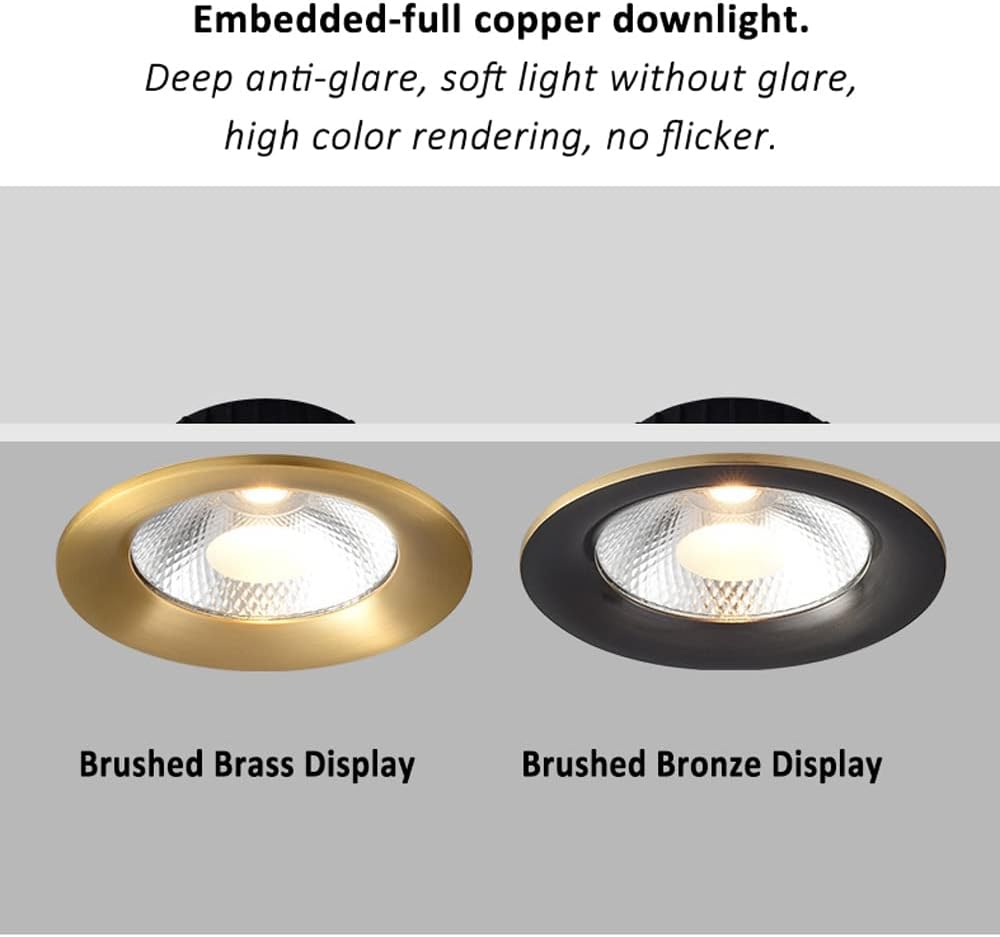 3/4/5インチ LED 缶ライト 真鍮製 埋め込み式ライト 2個パック ラウンド