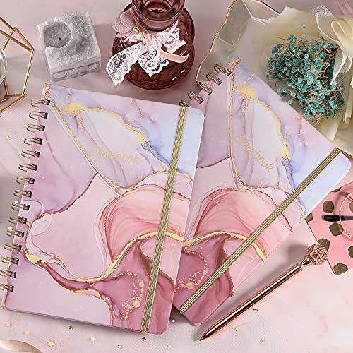 Spiral-NotebookJournal-Lined-NotebookJournal-with-Premium-Thick-Paper-63-x-84-Twin-Wire-Binding-Elastic-Closure-Inner-Pocket-128-Pages64-Sheets-Perfect-for-College-Office-Home