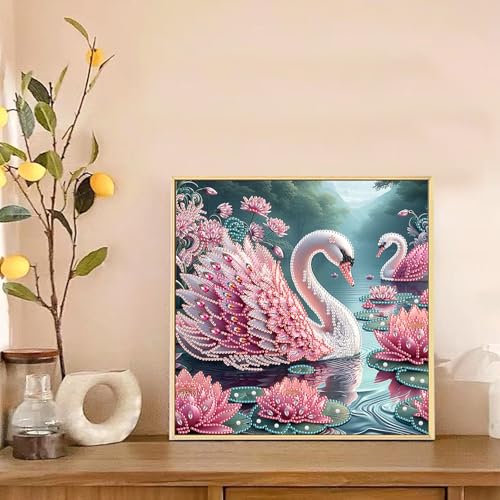 Image of AiYuanzsh 5D Special Shape Diamond Art Kits for Beginners, Diamond Painting Kits for Adults, Crystal Rhinestones Diamond Painting for Home Wall Decoration Gift 12x12 inch /30x30 cm, Beautiful Swan