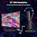 Sceptre Curved 27" FHD 1080p 75Hz LED Monitor HDMI VGA Build-In Speakers, EDGE-LESS Metal Black 2019 (C275W-1920RN) - Image 5