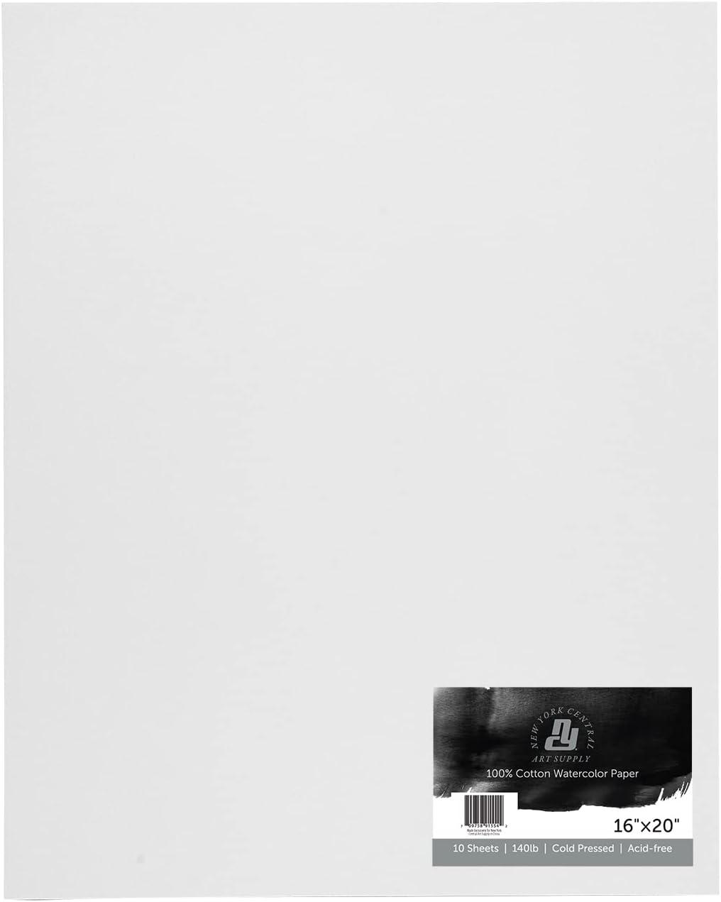 New York Central Watercolor Paper - 16x20-10 Sheets - 140 lb. Cold Press - 100% Cotton, Acid-Free, Archival Quality, Bright White Watercolor Paper Pad for Wet & Dry Media