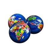 Kicko Globe Soccer Ball - Pack of 3 9 Inch Ball with World Earth Design - Perfect for Outdoor Play, Sports Events, Family Gatherings, School Activities, Room Decor
