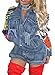 Pxmoda Women Patchwork Printed Back Denim Jacket (XL, Blue)