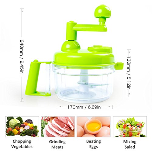 Cambom Manual Vegetable Cutter Food Processor 8 In 1 - Chopper, Mixer, Blender, Whipper, Egg Separator, Mincer, Grinder, Dicer With Clear Container 1200Ml Bpa Free #TOP2