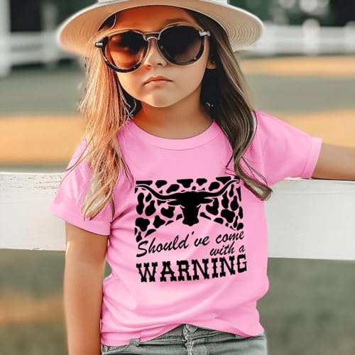 KIEKIECOO Girls Western Shirt Kids Cowgirl Country Concert Tees Cow Graphic Rodeo Outfits Toddler Girl Summer Cotton Tops3