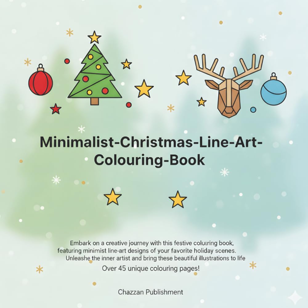 Minimalist Christmas Coloring Book: Line Art & Simple Holiday Designs for Adults, Teens, and Kids: Easy and Modern Aesthetic Xmas Coloring Pages with Geometric Illustrations.