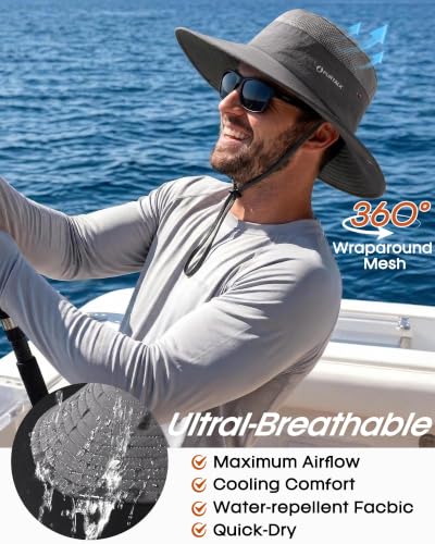 Image of FURTALK Sun Hats for Men Women UPF Sun Protection Breathable Wide Brim | Nylon UV Protection, Breathable Adjustable, 2-in-1 Wide Brim, Packable Water-Resistant, Fishing Hiking Summer