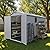 Patiowell 6 x 10 FT Plastic Outdoor Storage Shed with Floor, Resin Outside Tool Shed with Two Windows and Lockable Door for Garden, Backyard, Tool Storage Use, Easy to Install, Light Grey