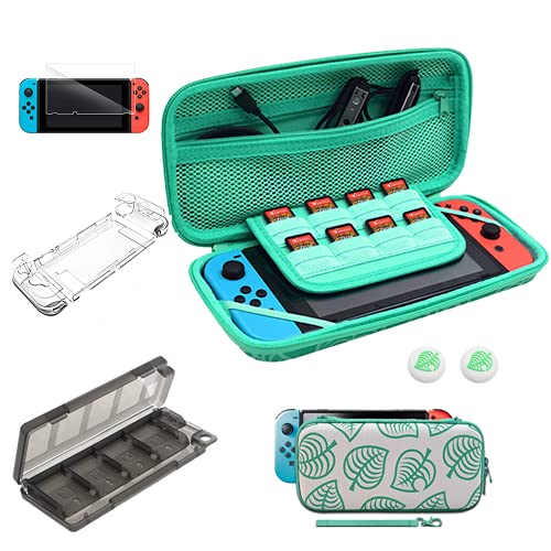 Preisvergleich Produktbild Tasche für Nintendo Switch, Animal Crossing Switch Zubehör Set, Tragbare Animal Crossing Aufbewahrungshülle mit Handschlaufe für Nintendo Switch, staubdicht, stoßfest Mit Zubehör