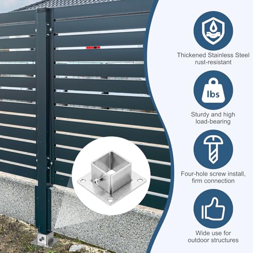 Soportes de poste de cubierta de acero inoxidable con base cuadrada pulida de máxima resistencia 5