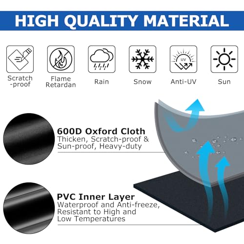 Image of Car Windshield Cover 600D Oxford Fabric Waterproof for Sedan Full Size SUVs | Large Size, Winter Hail Covers Protector for Snow and Ice, Leaves and Sun Shad, All Weather, Side Mirror Covers, Metal Hooks