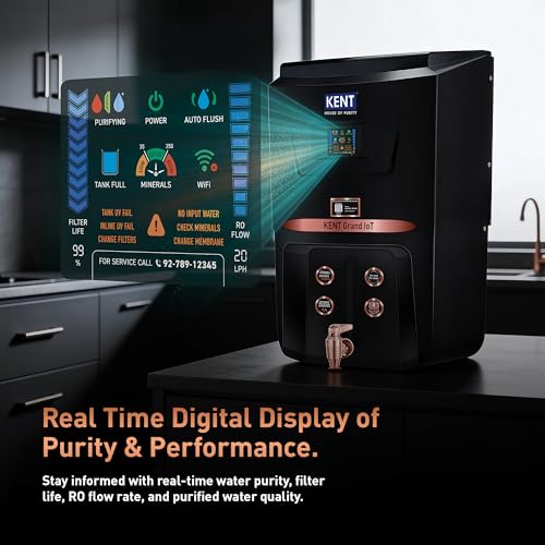 Image of KENT Grand IoT RO Water Purifier| 4 Years Free Service*| RO+UV+UF+Alk+Cu+TDS Control+UV in Tank | IoT Enabled | Fully Automatic On&OFF Operation |8L|20 LP /Hr|Ideal For Borewell /Tanker /Municipal Water