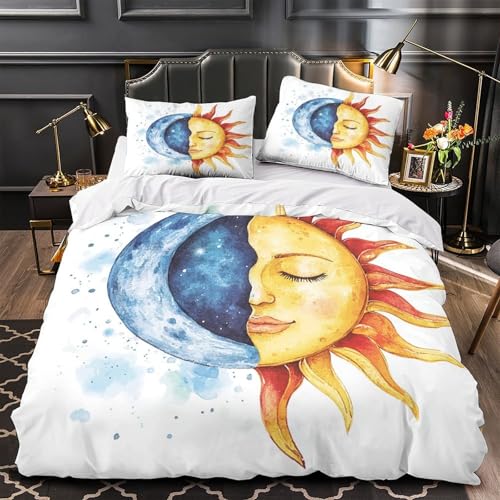 Parure de lit soleil et lune en microfibre douce 135x200cm - 2
