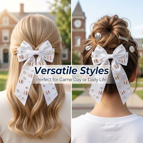 Pinza para el cabello con lazo deportivo de bisbol miniatura 5